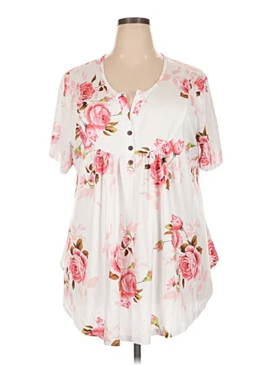 Pre-owned Assorted Brands Short Sleeve Blouse In White