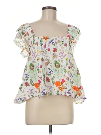 Pre-owned Assorted Brands Short Sleeve Blouse In White