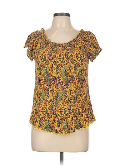Pre-owned Assorted Brands Short Sleeve Blouse In Yellow
