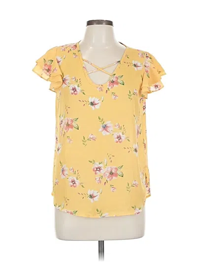 Pre-owned Assorted Brands Short Sleeve Blouse In Yellow