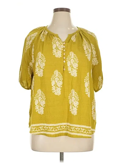 Pre-owned Assorted Brands Short Sleeve Blouse In Yellow
