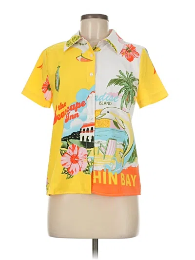 Assorted Brands Short Sleeve Blouse In Yellow