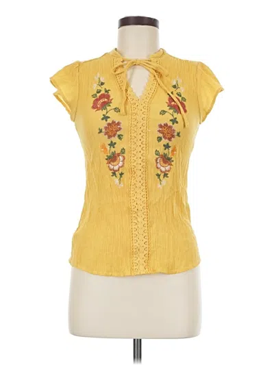 Pre-owned Assorted Brands Short Sleeve Blouse In Yellow