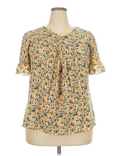Pre-owned Assorted Brands Short Sleeve Blouse In Yellow