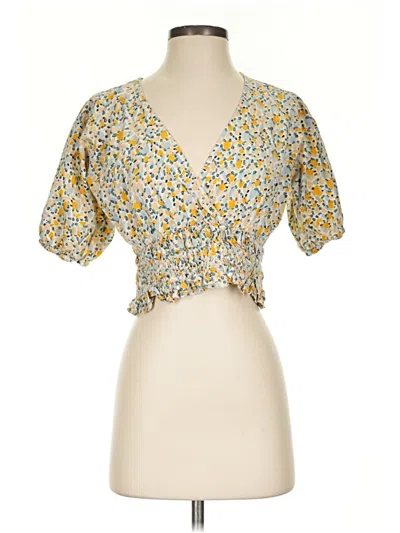 Pre-owned Assorted Brands Short Sleeve Blouse In Yellow