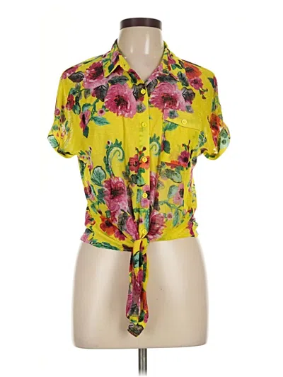 Pre-owned Assorted Brands Short Sleeve Blouse In Yellow