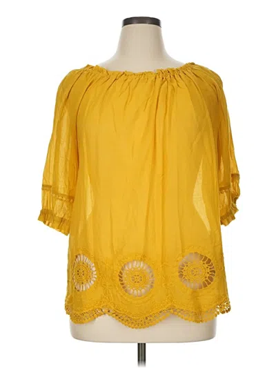Pre-owned Assorted Brands Short Sleeve Blouse In Yellow