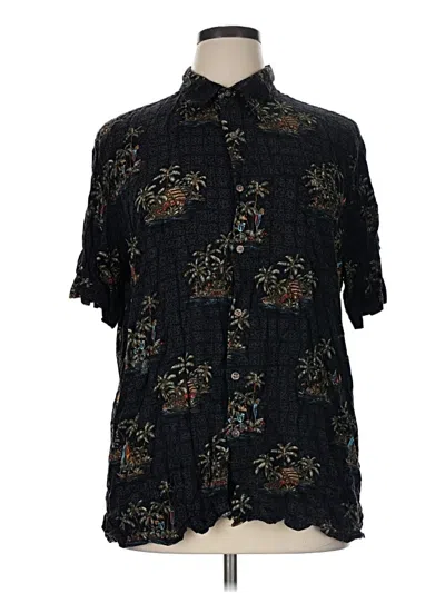 Pre-owned Assorted Brands Short Sleeve Button Down Shirt In Black