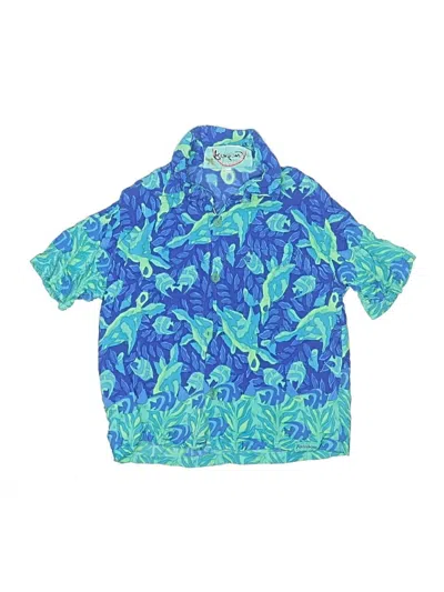 Pre-owned Assorted Brands Kids' Short Sleeve Button Down Shirt In Blue