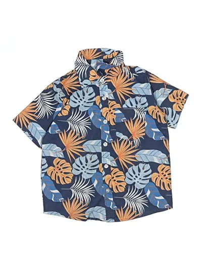 Pre-owned Assorted Brands Kids' Short Sleeve Button Down Shirt In Blue