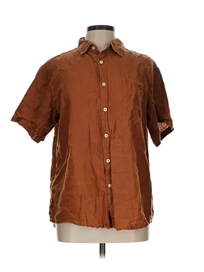 Pre-owned Assorted Brands Short Sleeve Button Down Shirt In Brown