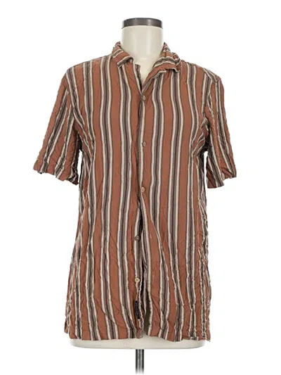 Pre-owned Assorted Brands Short Sleeve Button Down Shirt In Brown