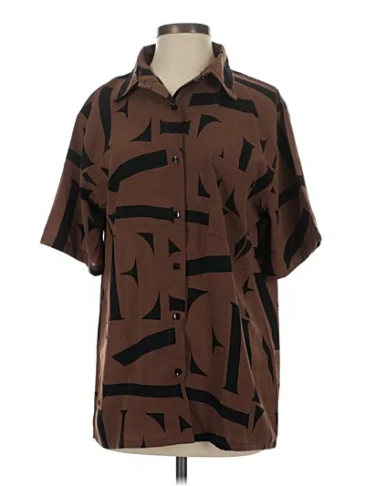 Pre-owned Assorted Brands Short Sleeve Button Down Shirt In Brown