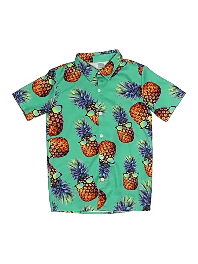 Pre-owned Assorted Brands Kids' Short Sleeve Button Down Shirt In Green