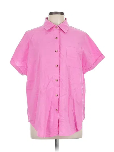 Pre-owned Assorted Brands Short Sleeve Button Down Shirt In Pink