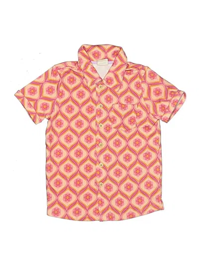 Pre-owned Assorted Brands Kids' Short Sleeve Button Down Shirt In Pink