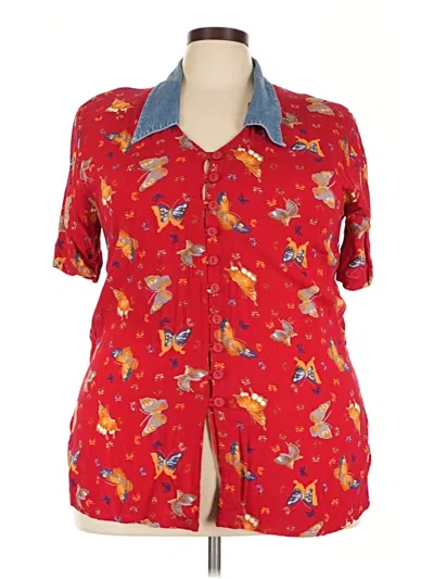 Pre-owned Assorted Brands Short Sleeve Button Down Shirt In Red