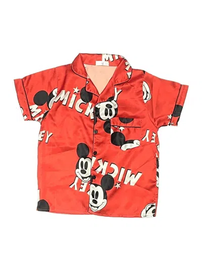 Pre-owned Assorted Brands Kids' Short Sleeve Button Down Shirt In Red