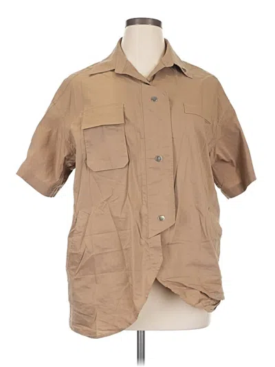 Pre-owned Assorted Brands Short Sleeve Button Down Shirt In Tan