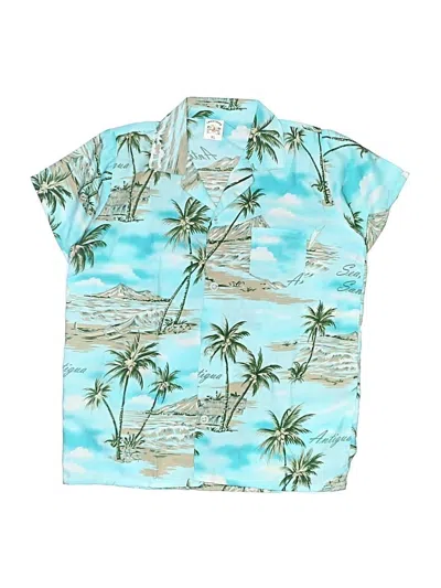 Pre-owned Assorted Brands Kids' Short Sleeve Button Down Shirt In Teal