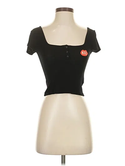 Pre-owned Assorted Brands Short Sleeve Henley Shirt In Black