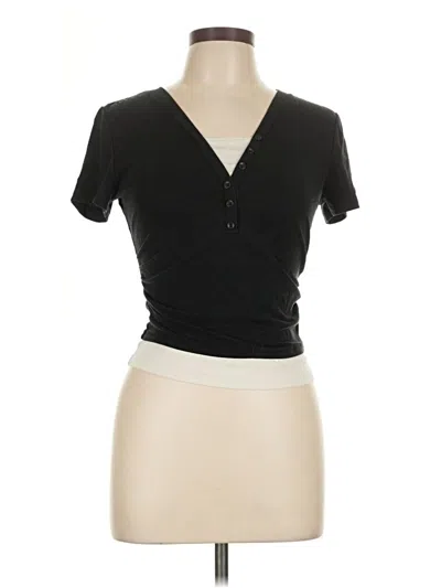 Pre-owned Assorted Brands Short Sleeve Henley Shirt In Black