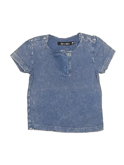 Pre-owned Assorted Brands Babies' Short Sleeve Henley Shirt In Blue