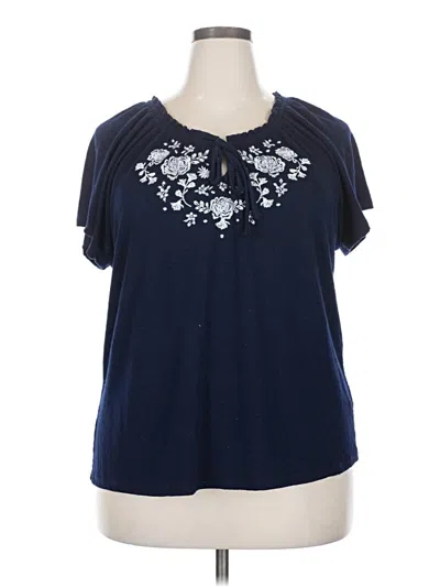 Pre-owned Assorted Brands Short Sleeve Henley Shirt In Blue