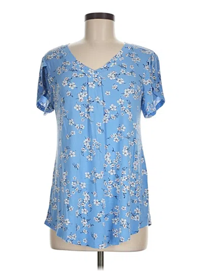 Pre-owned Assorted Brands Short Sleeve Henley Shirt In Blue