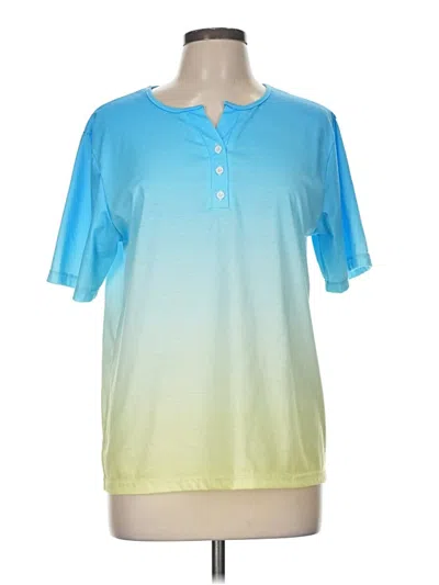 Pre-owned Assorted Brands Short Sleeve Henley Shirt In Blue
