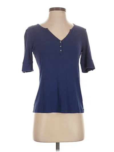 Pre-owned Assorted Brands Short Sleeve Henley Shirt In Blue