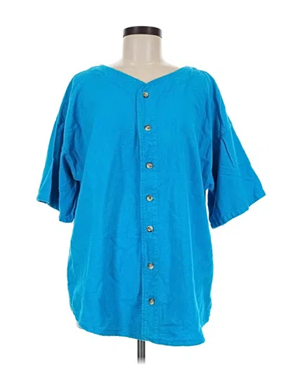 Pre-owned Assorted Brands Short Sleeve Henley Shirt In Blue