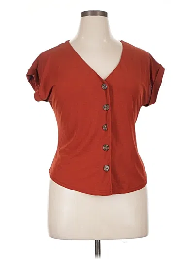 Pre-owned Assorted Brands Short Sleeve Henley Shirt In Brown