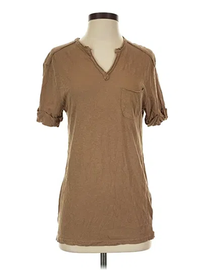 Pre-owned Assorted Brands Short Sleeve Henley Shirt In Brown