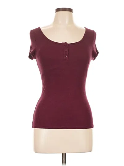 Pre-owned Assorted Brands Short Sleeve Henley Shirt In Burgundy