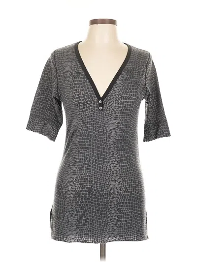 Pre-owned Assorted Brands Short Sleeve Henley Shirt In Gray