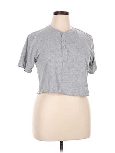 Pre-owned Assorted Brands Short Sleeve Henley Shirt In Gray