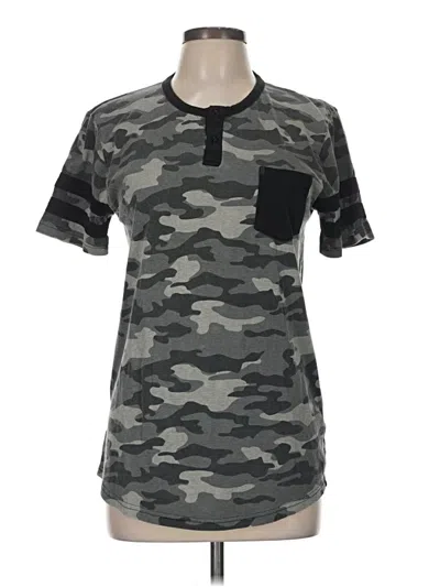 Pre-owned Assorted Brands Short Sleeve Henley Shirt In Gray