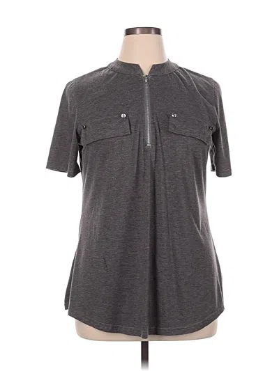 Pre-owned Assorted Brands Short Sleeve Henley Shirt In Gray