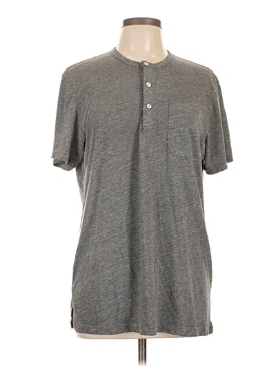 Pre-owned Assorted Brands Short Sleeve Henley Shirt In Gray