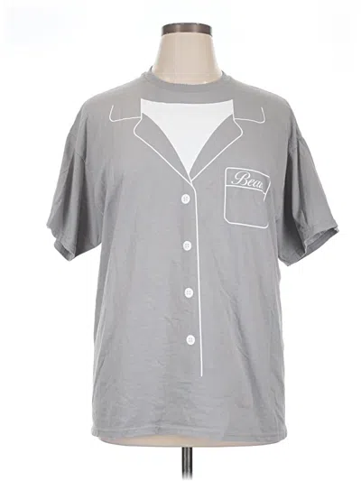 Pre-owned Assorted Brands Short Sleeve Henley Shirt In Gray