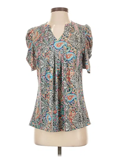 Pre-owned Assorted Brands Short Sleeve Henley Shirt In Gray