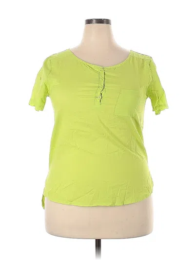 Pre-owned Assorted Brands Short Sleeve Henley Shirt In Green