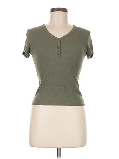 Pre-owned Assorted Brands Short Sleeve Henley Shirt In Green