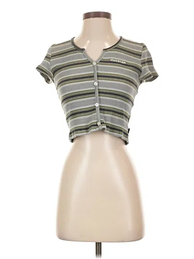 Pre-owned Assorted Brands Short Sleeve Henley Shirt In Green