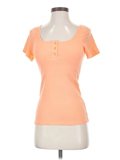 Pre-owned Assorted Brands Short Sleeve Henley Shirt In Orange