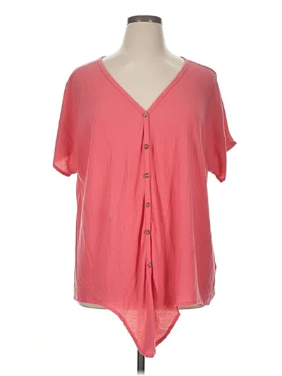 Pre-owned Assorted Brands Short Sleeve Henley Shirt In Pink