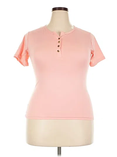 Pre-owned Assorted Brands Short Sleeve Henley Shirt In Pink