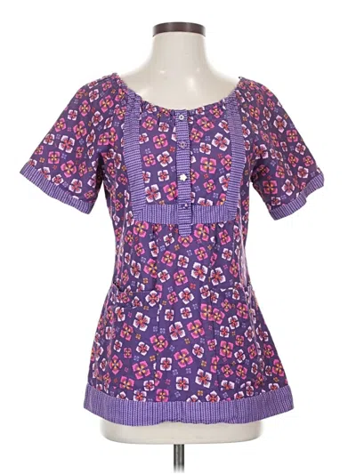 Pre-owned Assorted Brands Short Sleeve Henley Shirt In Purple