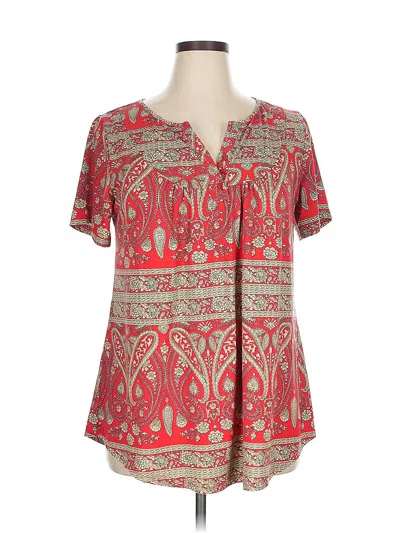 Pre-owned Assorted Brands Short Sleeve Henley Shirt In Red